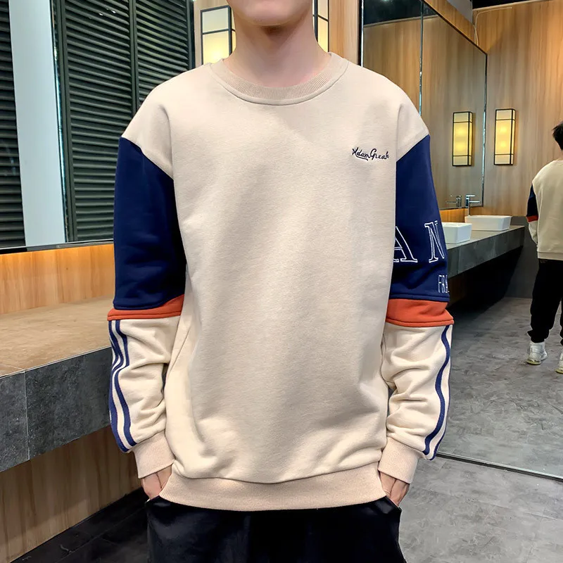 

2021 Men's New Long Sleeve Sweater Korean Men's Tops Youth Jackets Trends All-match Hedging Men's Trends