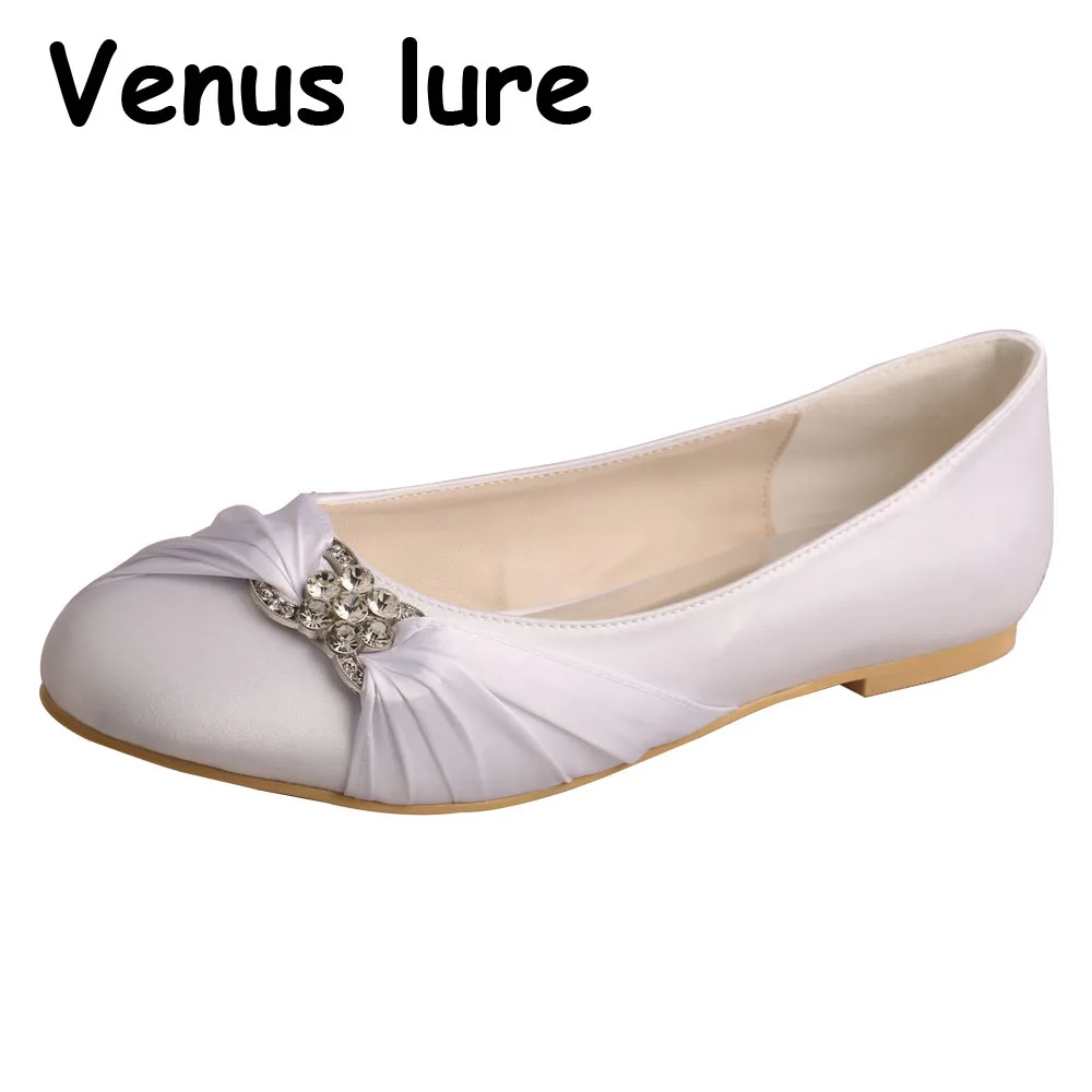 Формальные туфли стразы на плоской подошве для женщин белого цвета свадебные
