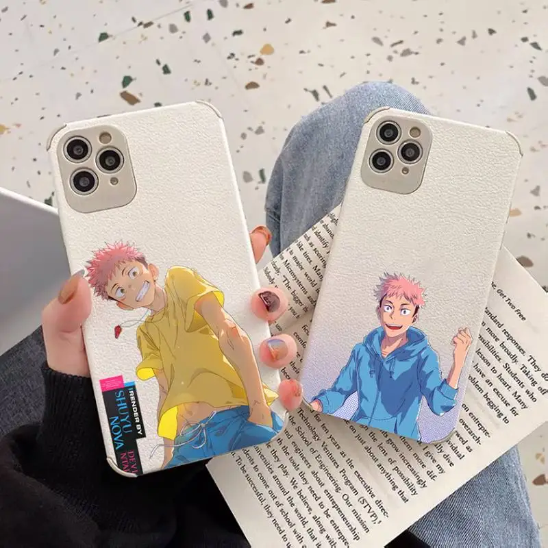 

Jujutsu Kaisen Yuji Itadori Phone Case Lambskin Leather For iphone 12 11 8 7 6 XR X XS PLUS MINI PLUS PRO MAX Shockproof