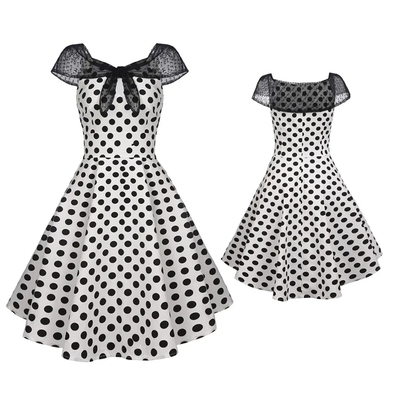 

Women's Vintage 1950s Classy Rockabilly Retro Mesh Off The Shoulder Polka Dots A Line Cocktail Evening Swing Party Dress