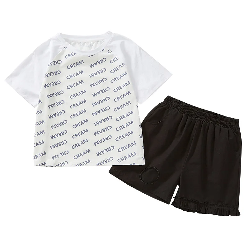 

Children's wear summer suit the new 2021 girls shorts cuhk child loose han edition two-piece children with short sleeves