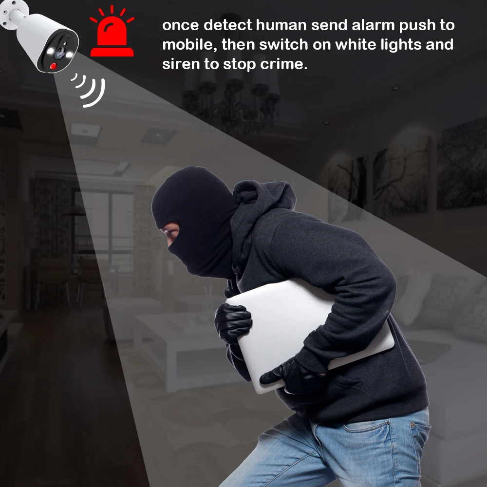 1080p ip wifi камера с сигнализацией белый Светодиодный прожектор сирена беспроводная