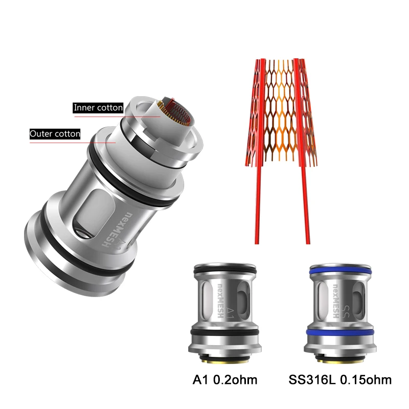 Оригинальный OFRF nexMESH Sub Ohm бак 5 мл/4 мл атомайзер с 0 2 A1 катушкой + 15 SS316 коническая
