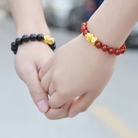 personality lovers gold color pi xiuobsidian jewelry good fengshui red agate bracelet lucky bracelet gift wealth luxury bracelet