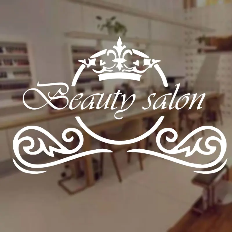 

Beauty Salon Sign Wall Sticker Fashion Make Up Hair Spa Salon Window Decals Hairstyle Wall Art Decor Mural Interior Design A516