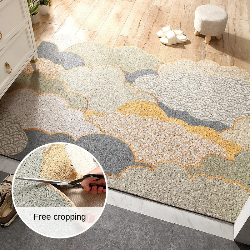 

Ins Doormat Non-Slip Waterproof Dustproof Carpet Can Be Cut Custom Indoor Home Entrance Doormat Hallway Bath Mat PVC Kitchen Mat