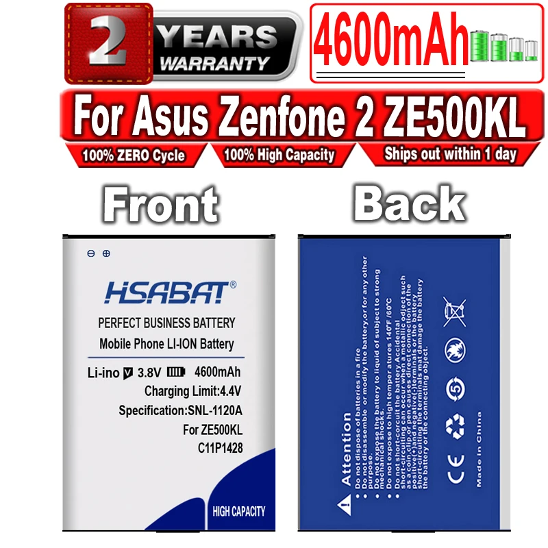 Аккумулятор HSABAT 4600 мАч для Asus Zenfone 2 Zenfone2 Laser C11P1428 ZE500KL ZE500KG 5 &quotZ00ED | Мобильные