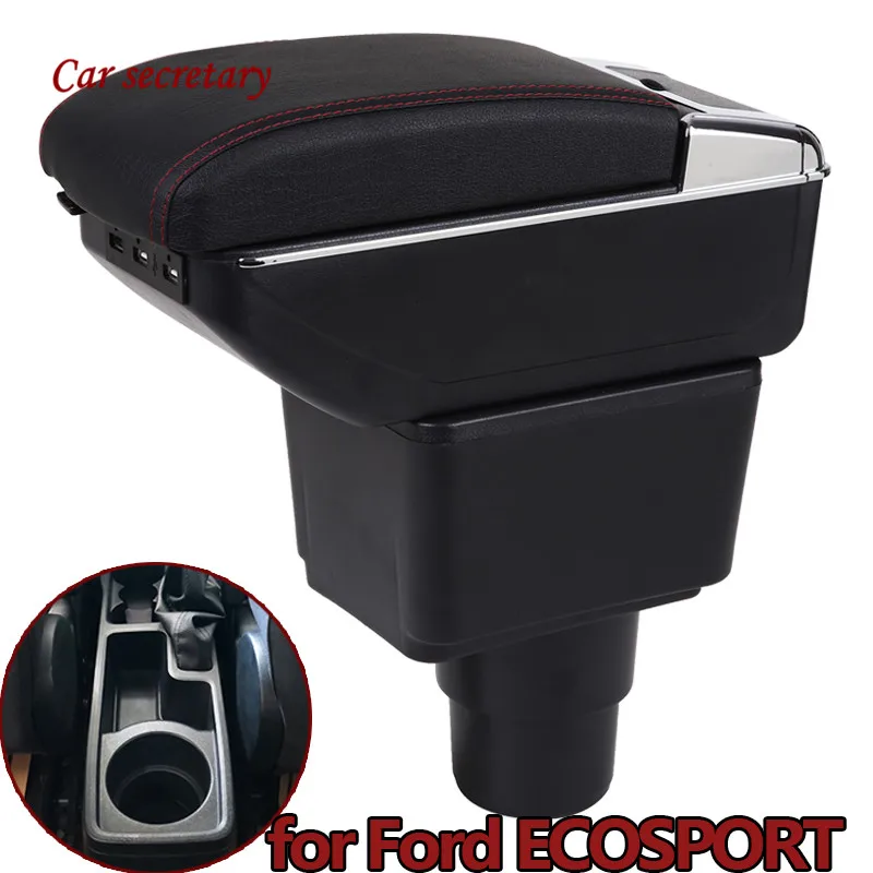 

For Ford EcoSport Armrest Box EcoSport Universal Car Central Armrest Storage Box cup holder ashtray modification accessories