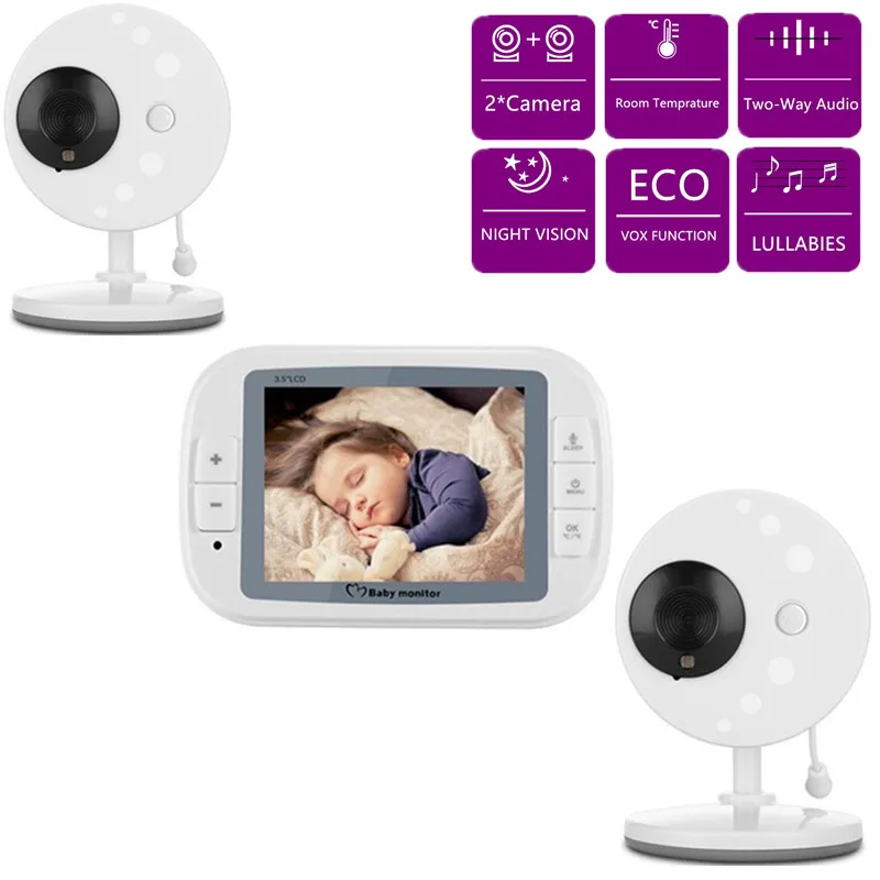 3 5 дюймовый беспроводной видеоняня с двумя камерами колыбельные ночное видение