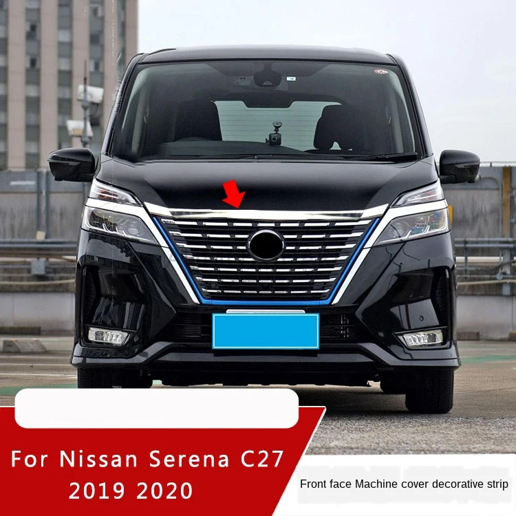 

For Nissan Serena 2019-2020 Front Face Machine Cover Trim Strip Front Lip Trim Strip Front Bumper Bright Strip