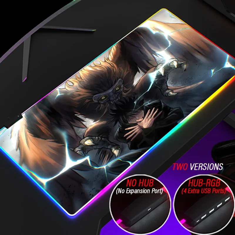 

Illuminate Customized Woven Rug Jujutsu Kaisen Personalized Carpet HUB 4 in 1 USB Laptop PC RGB Mouse Pad Anime LED Desk Mat