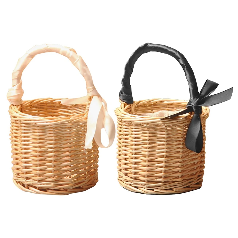 

Picnic Basket Mini Wicker Hand Basket Fruit Basket Packaging Basket Decorative Prop Basket for Home Kitchen