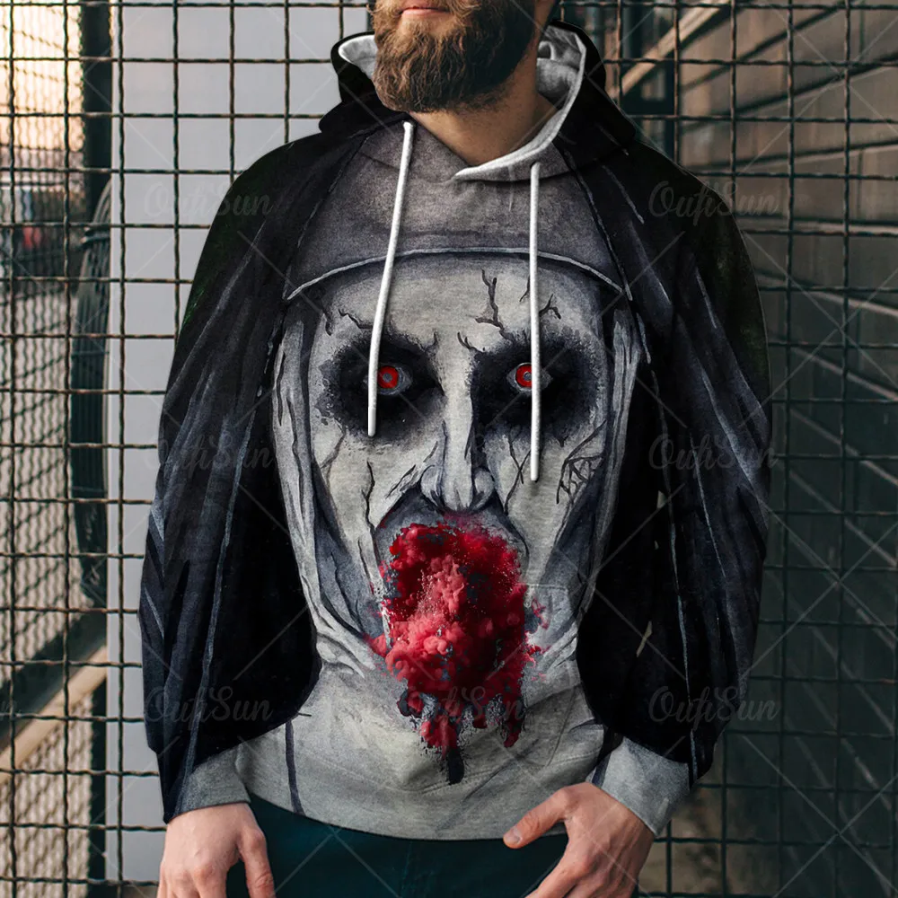 

Sweater Men's Terror Spoof 3D Print Tops Autumn Men’s Street Handsome Long Sleeve Male Clothes Funny Sportswear
