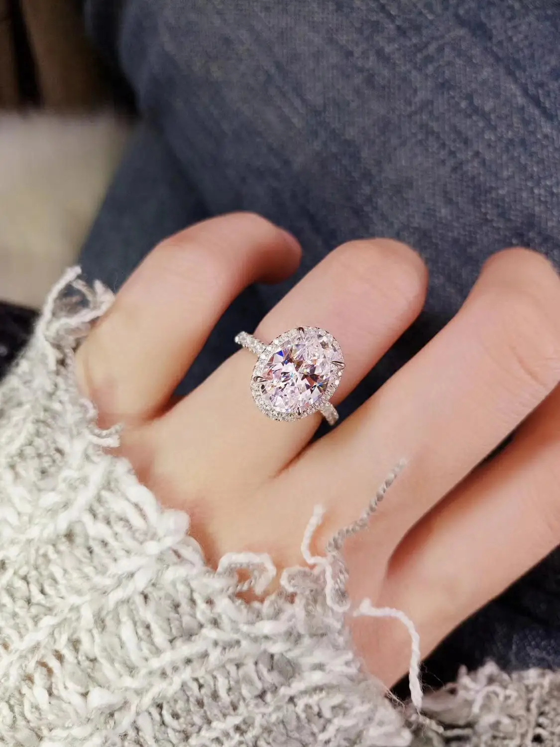 Высококачественное обручальное кольцо 3 карата HW овальной формы в форме воды из