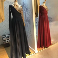 crystal a line evening dresses with beads elegant formal party gown long sleeves bridal prom dresses custom made robe de mari%c3%a9e