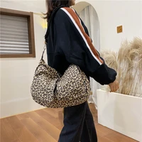 big leopard handbag 100 cotton canvas shoulder bag brand high quality large capacity leisure or travel bag for women package
