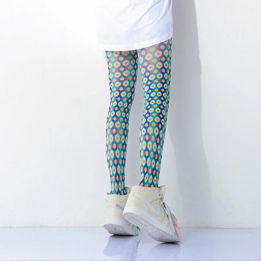 High Quality Womens Creative patterned pantyhose new designs stockings blue dot printed tights
