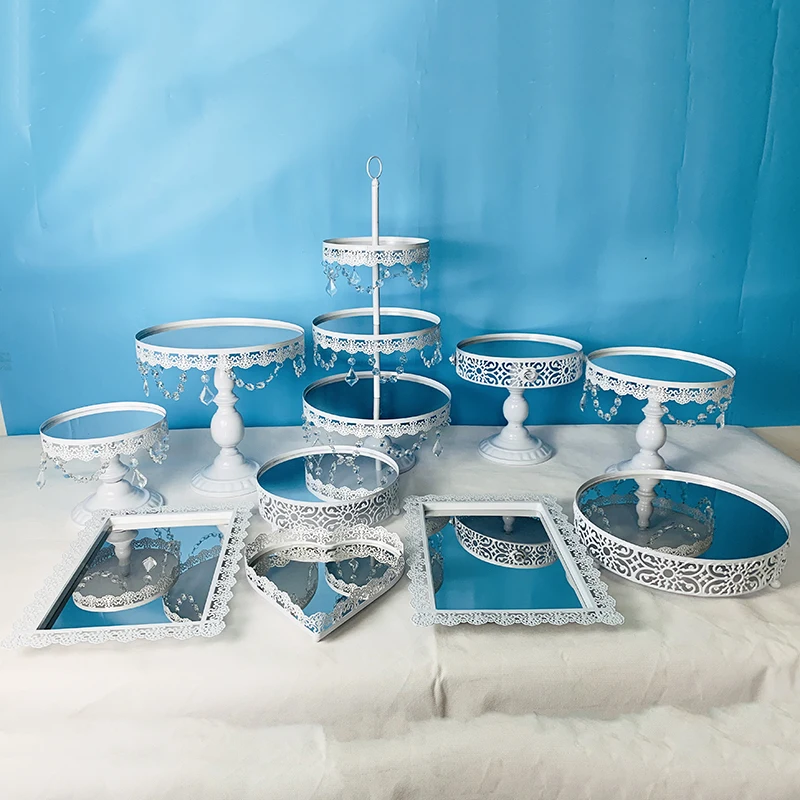 10pcs in set 1-18 шт Торт Стенд набор круглый металлический торт подставки ДЕСЕРТ ДИСПЛЕЙ кекс подставки, белый - Цвет: 10pcs in set