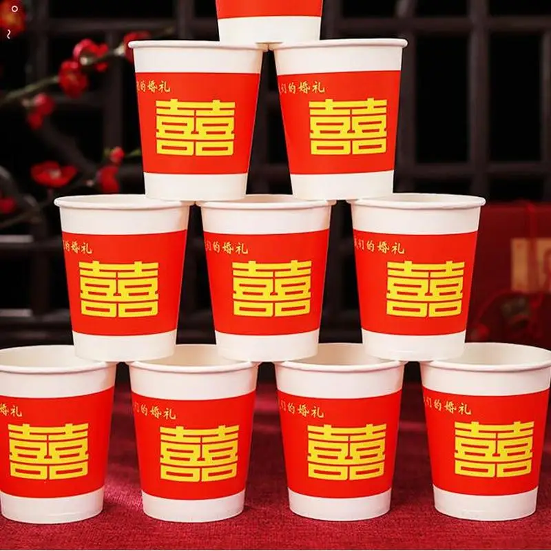 50 шт./упак. 250 мл Бумага чашек Свадебные Чай бумажный стакан для молока чашка