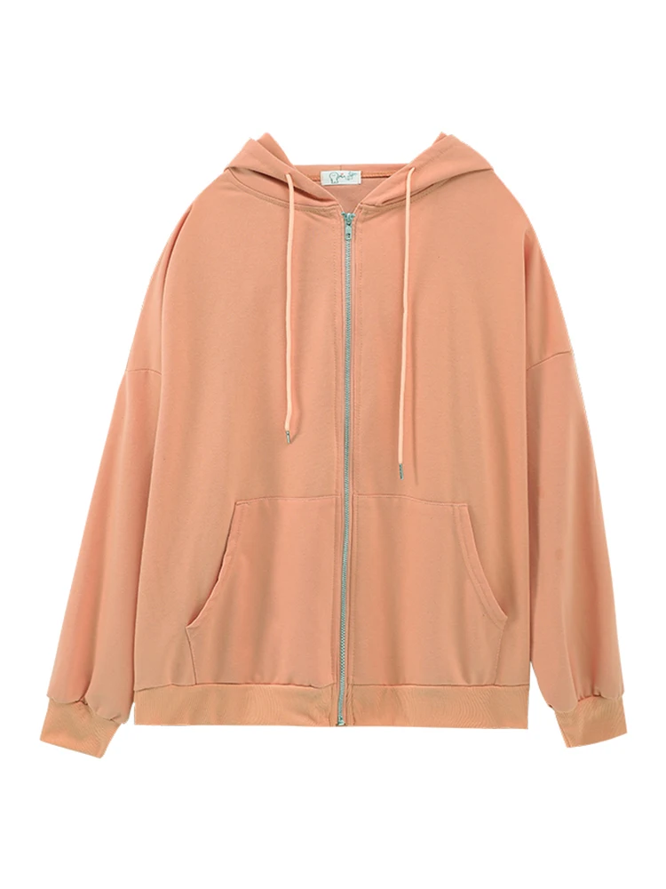 

NEW Hoodies Women Zip-up Turn-down Collar Printed Pocket Long Sleeve Korean Style NEW Trendy Casual Bf Ulzzang Harajuku Womens D