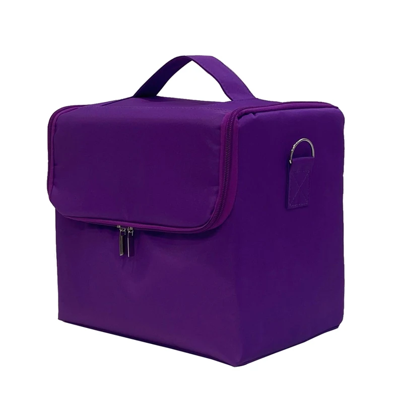 

2021 Purple Cosmetic Bag Oxford Cloth Large Capacity Multi-layered Travel Portable Tattoo Makeup Case