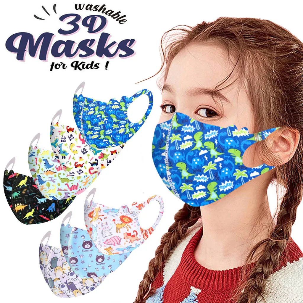

7 шт. кавайная маска для детей моющаяся Тканевая маска эластичные тканевые противопылевые маски для детей для девочек детские повязки на уш...