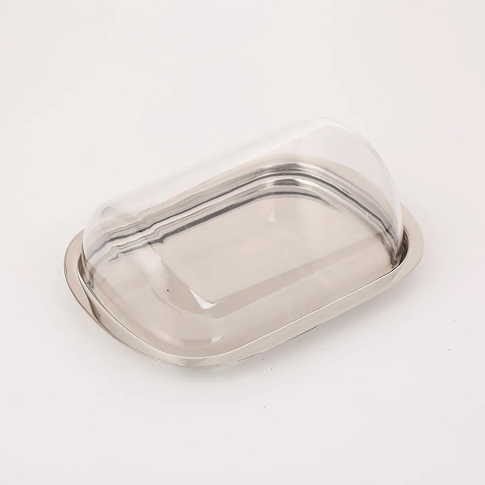 Realand NEW Stainless Steel Butter Dish Box Container Cheese Server Storage Keeper Tray with Transparent Easy Lid | Дом и сад