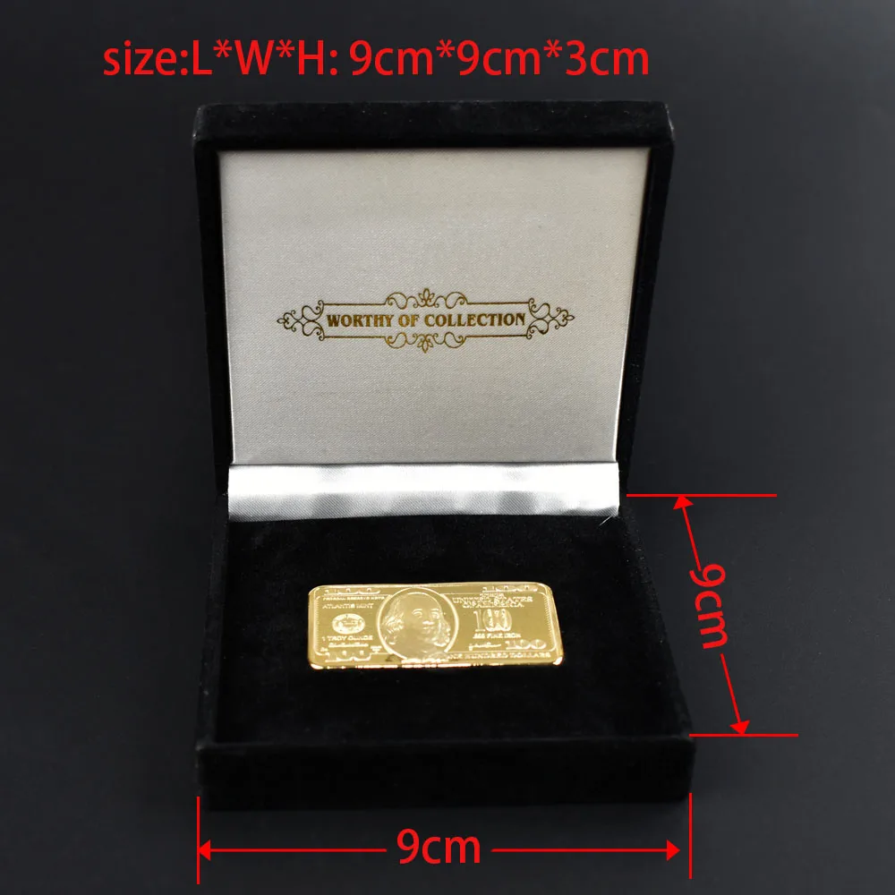 

1oz USD 100 Dollar Gold Bar Gold Plated Metal Coin US Coins