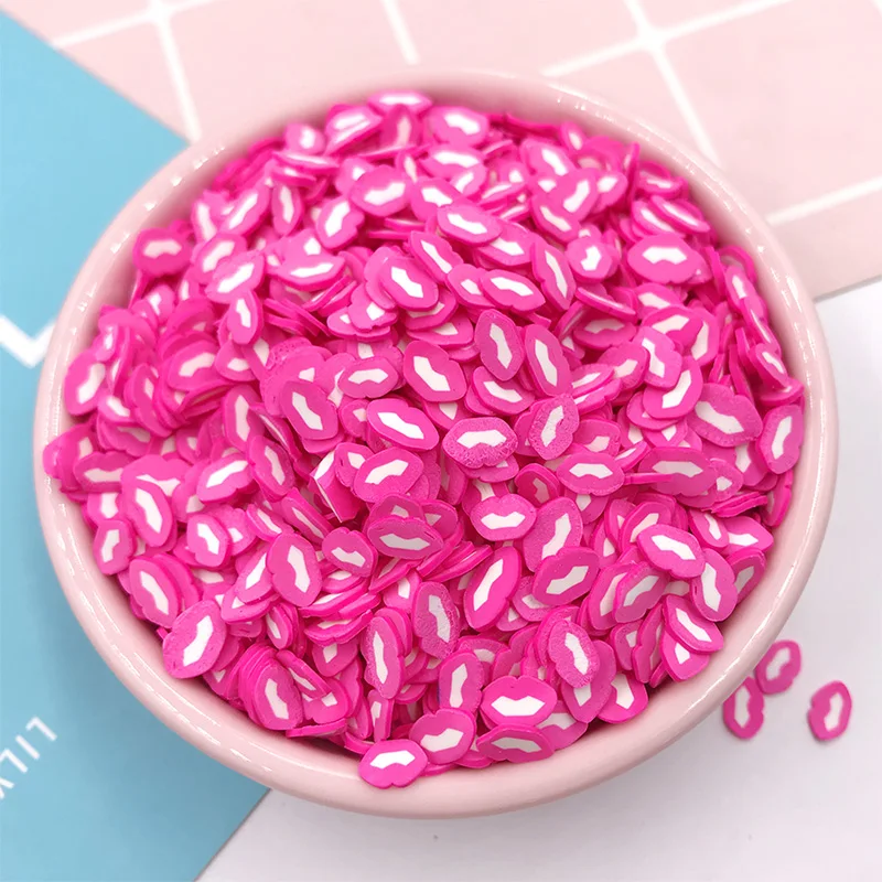 

50g Lovely Lips Slice Polymer Hot Clay Sprinkles for Crafts Plastic Klei Mud Particles DIY Nail Arts Decoration Accessories 5mm