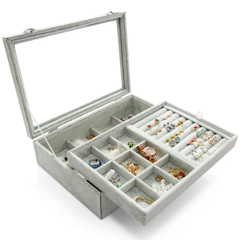 Бархатный Чехол для переноски ювелирных изделий стеклянный чехол кольцо