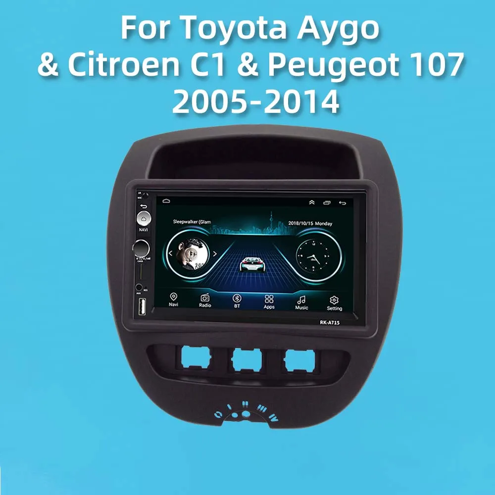 

2 Din Android Car Stereo with Screen for Toyota Aygo Citroen C1 Peugeot 107 2005-2014 7Inch Car Radio Multimedia Player GPS BT