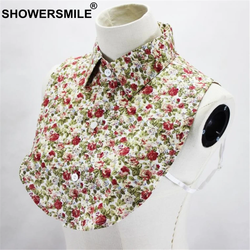 SHOWERSMILE цветочный ложный воротник с свитерами хлопковый женский милый Принт