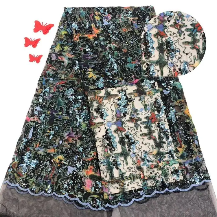 Красивая яркая нигерийская ткань для вечернего платья Новая африканская вышитая