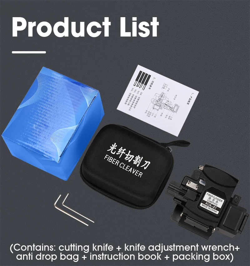 

2020 New AUA-X1 High-precision Fiber Cleaver with Waste fiber box, Fiber Optic Cable Cutter, Fiber Fusion Splicer Cutter