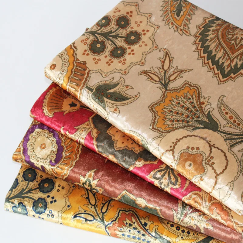 

Wide 57inch EuropeanThick Printed Iced Velvet Upholstery Sofa fabric Pillow Tablecloth Flannel Material By the Yard
