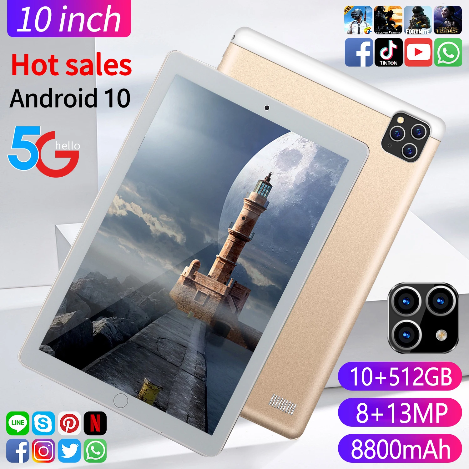 

Notebook 10.1Inch Original design Android laptop 10Core WiFi Mini Netbook 10GB+512GB tablets ZH960 tablets pc Global Version New