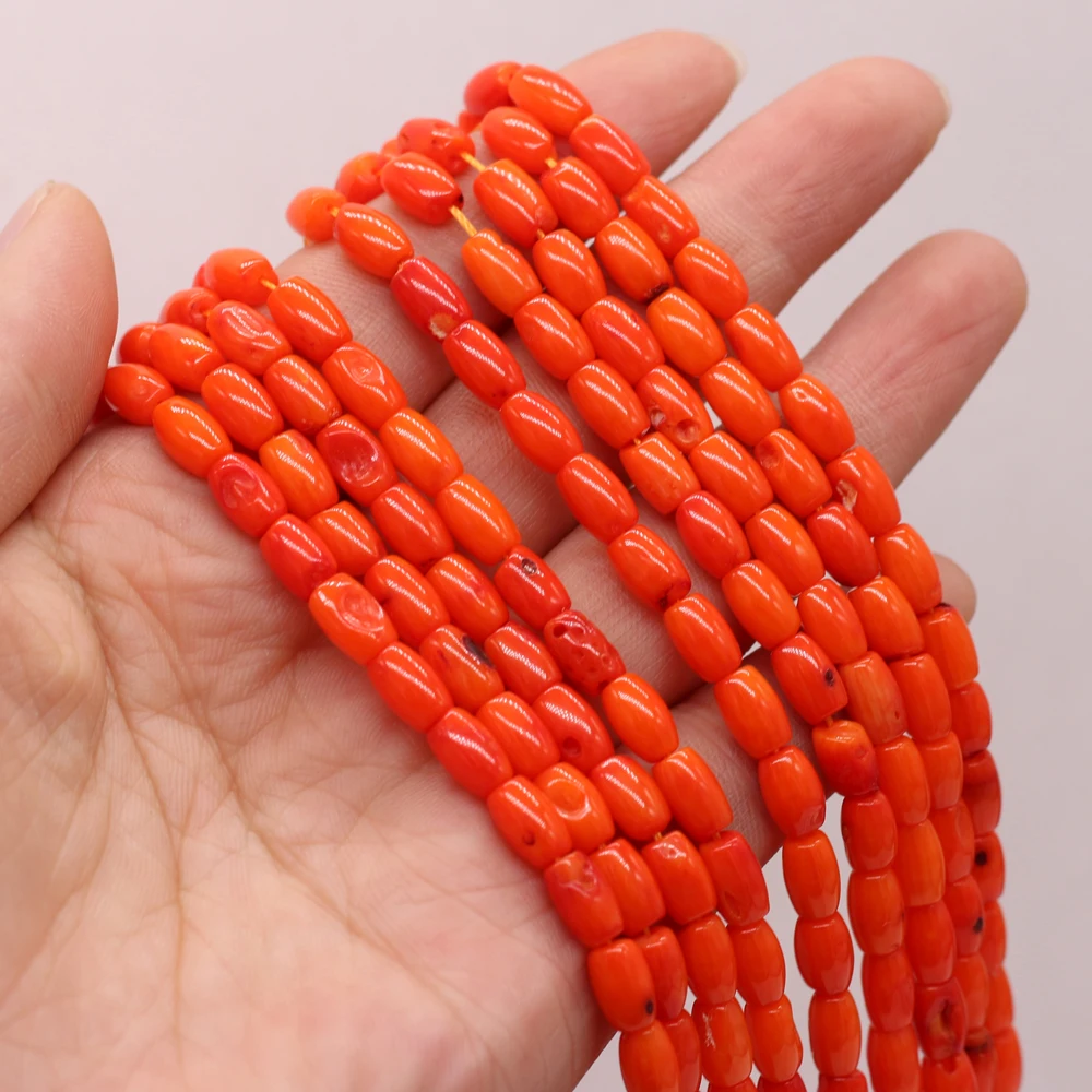 

Natural Orange Coral Exquisite Beaded Pupa Beads Shape Charms For Women Jewelry Making Bracelet DIY Necklace Accessories 5x7mm