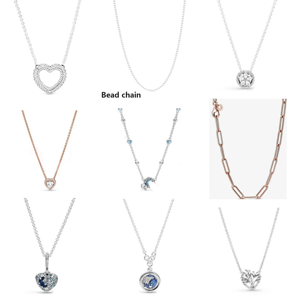 

NEW 2021 100% 925 Sterling Silver Love Gem Necklace Women Fit DIY Original Bracelet Fshion Jewelry Gift