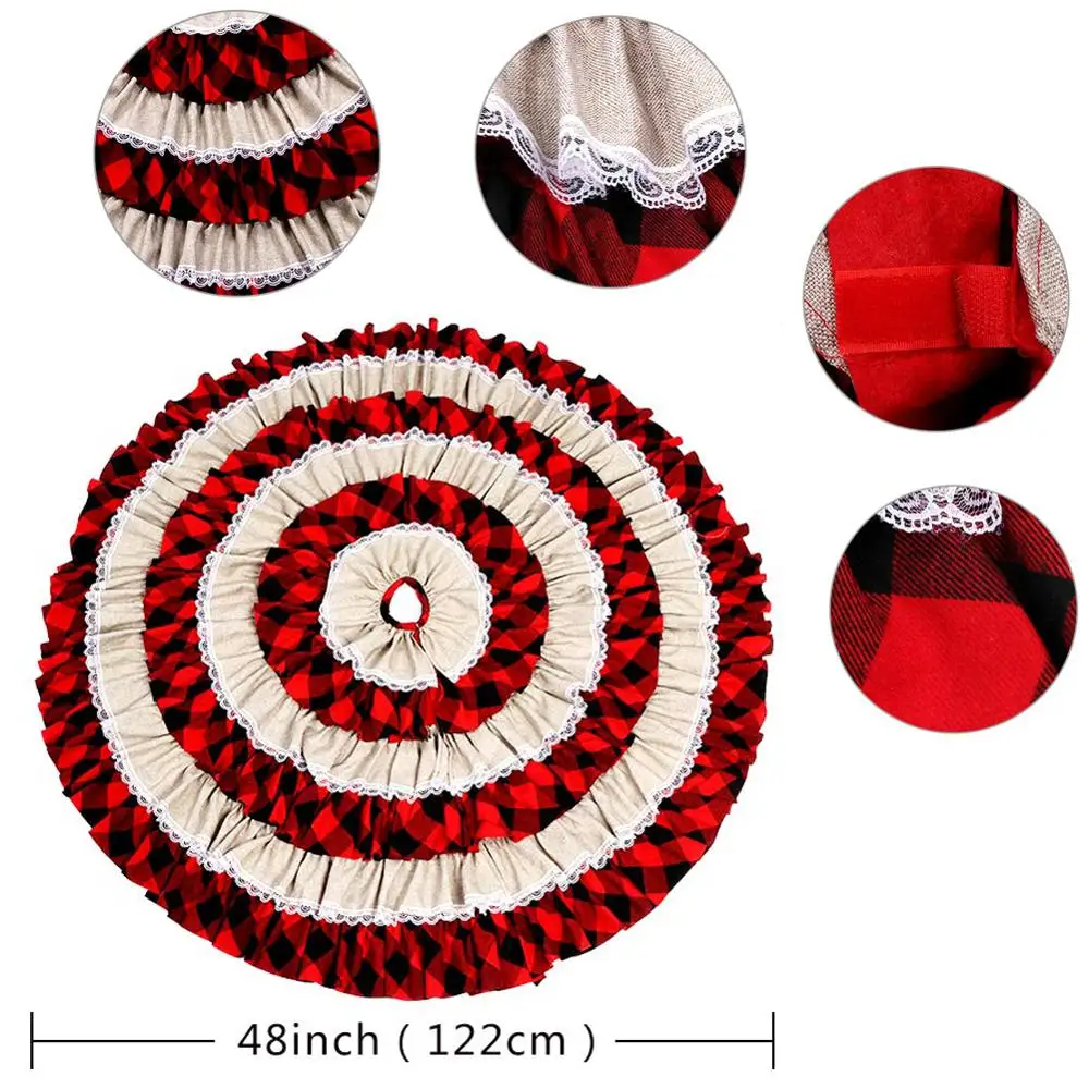 OurWarm красно черная клетчатая юбка на рождественскую елку коврик фартуки