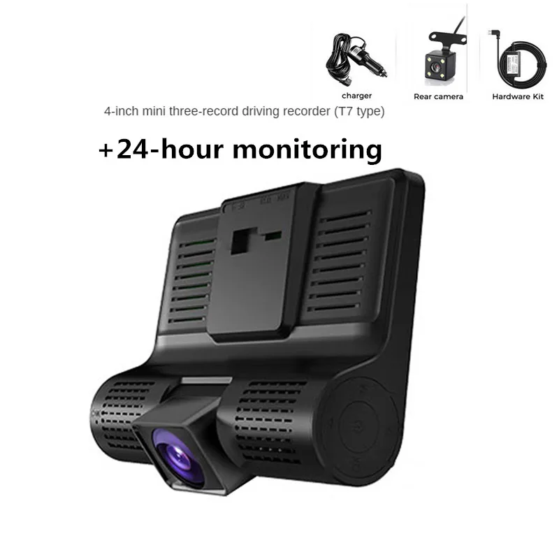 Видеорегистратор автомобильный с тремя объективами 4 дюйма Full HD 1080P | Автомобили и