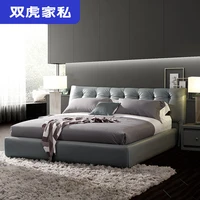 double tiger furniture leather bed 1 8m master bedroom modern simple double bed 1 5 leather solid wood bed rc610