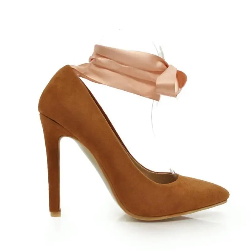 RIZABINA/женские туфли-лодочки размера плюс 33-46 модные туфли из флока на высоком