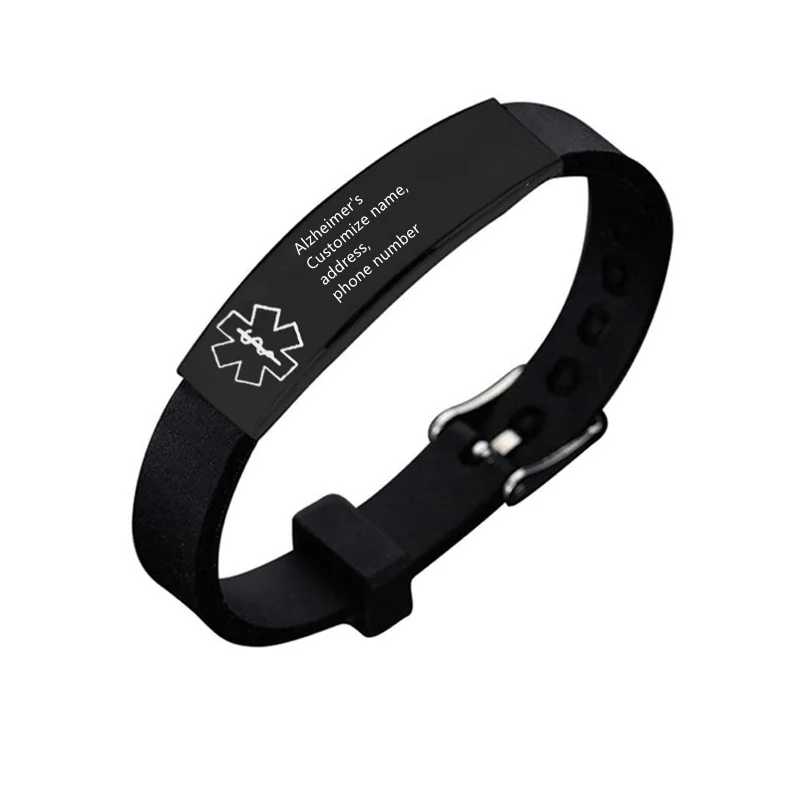 

Заказной медицинской информации Альцгеймер браслет из нержавеющей стали лазерная гравировка имя/домашний адрес/номер телефона/болезни