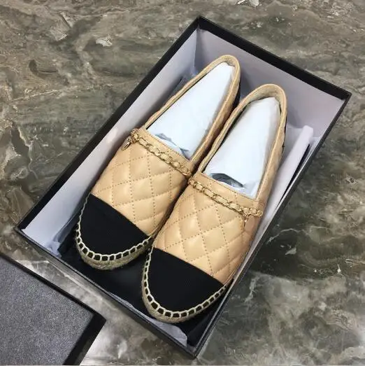 

Prowow Genuine Leather Braid Bottom Flats Shoes chains Classical Brand Designers Women Spring Autumn Espadrilles Loafers Shoes