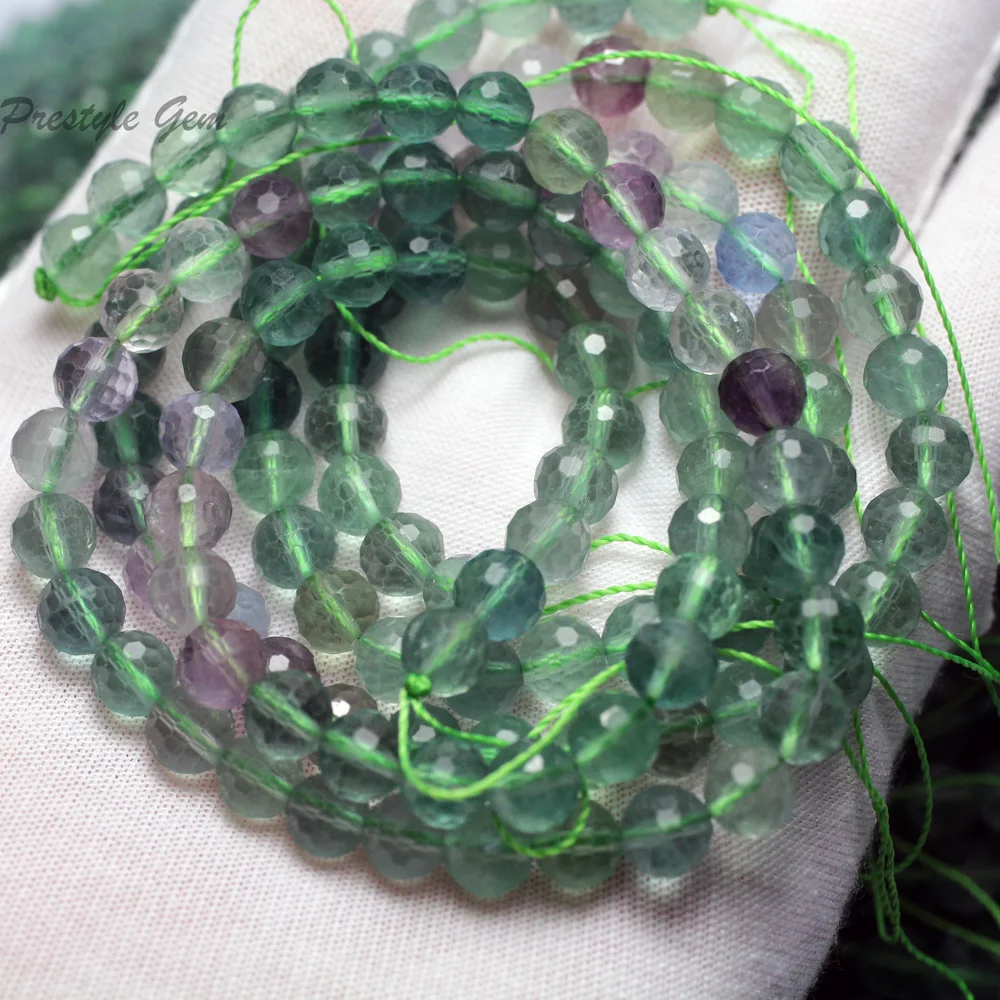 Meihan Оптовая Продажа Натуральные 6 мм Цветные граненые круглые бусины из флюорита