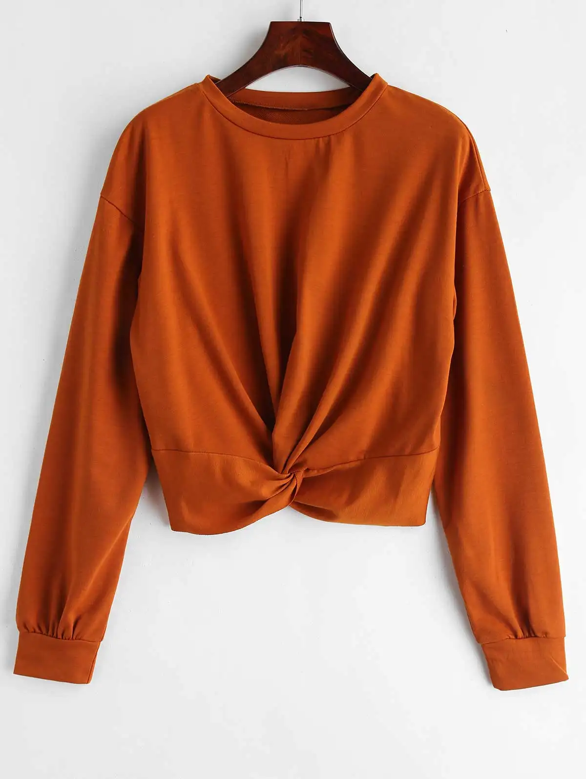 Женский Повседневный укороченный свитер ZAFUL свободный однотонный джемпер с