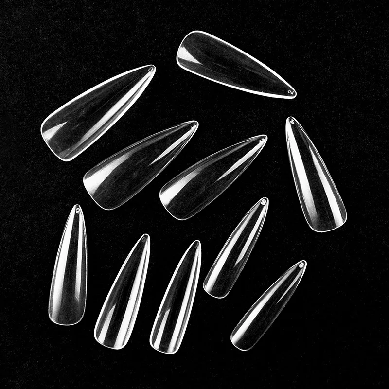 

100pcs Long Stiletto Press On Nail Art Tips White/Clear/Natural Full Cover Sharp End False Nails Tips Fingernails Woman Manicure