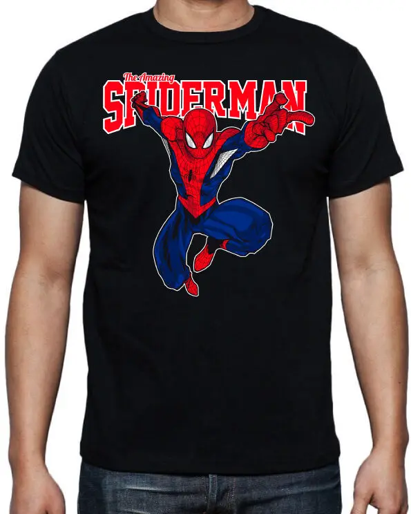 Человек-паук удивительный комикс супергерой Spidey Черная Мужская футболка с