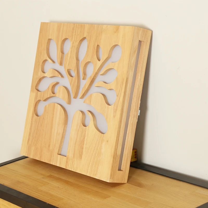 Современный минималистичный живой декоративный светильник с резьбой по дереву