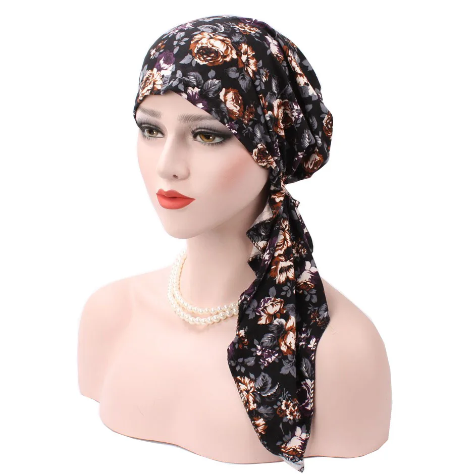 

Curved flower cloth hat Muslim Baotou hat pure cotton cap